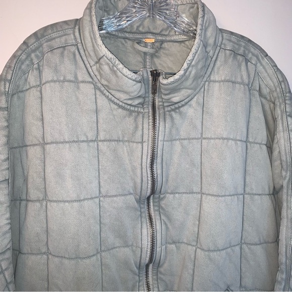 Free People Quilted Dolman Jacket Mineral Sea L - Picture 9 of 10